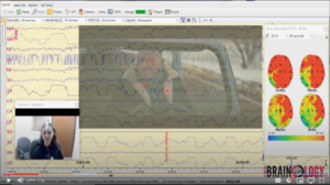 Image showing a Jeep ad from the 2021 Super Bowl, along with a participant's brain wave reaction