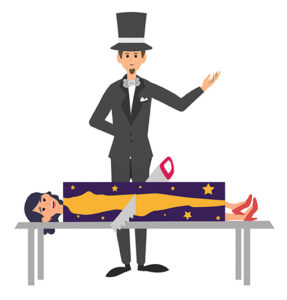 magician sawing woman in half