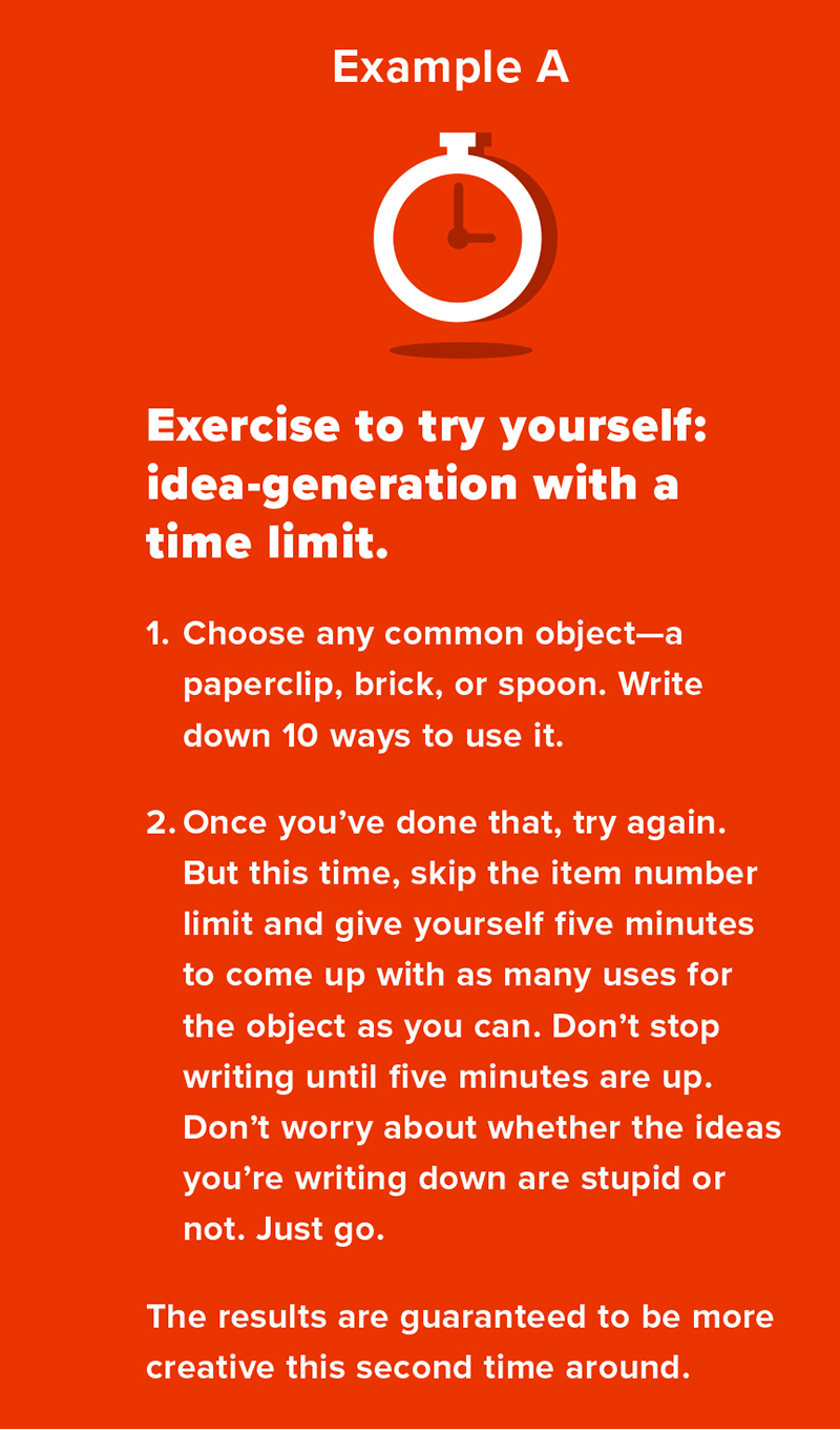 Idea generation exercise with a time limit